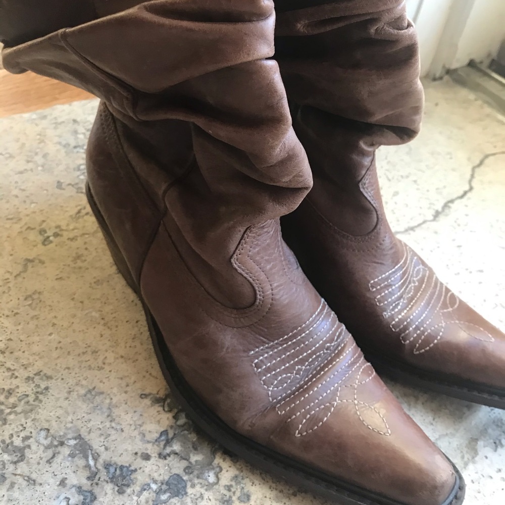 Leather cowboy boots